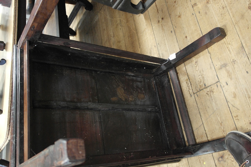 A Chinese Hardwood Table:
18th century 
on square legs joined by stretchers, H 45cm x W 76cm x D - Image 3 of 5