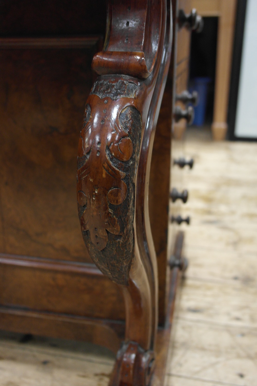 A Davenport:
19th century, walnut, the top with a lifting drawer and pigeon hole arrangement, the - Image 4 of 4
