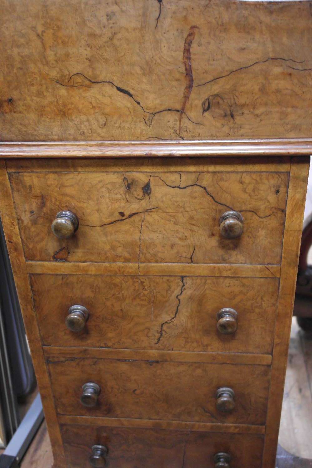 A Davenport:
19th century, walnut, the top with a lifting drawer and pigeon hole arrangement, the - Image 2 of 4