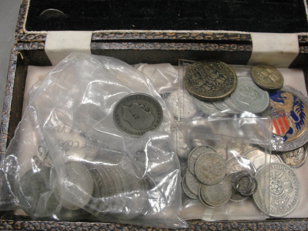 A quantity of vintage coins to inc pre-47 silver, 1877 5 Lira, 1919 florin, 1787 shilling etc