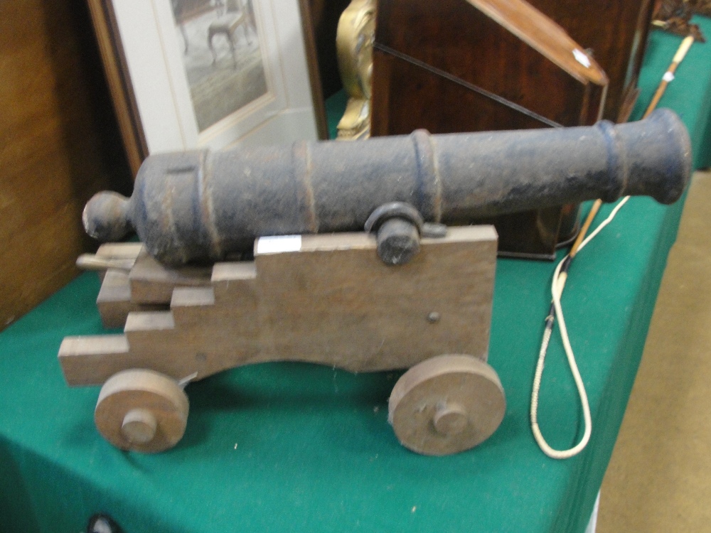 A late 19th century cast-iron signal cannon: 23" with touch hole.   No visible marks on later