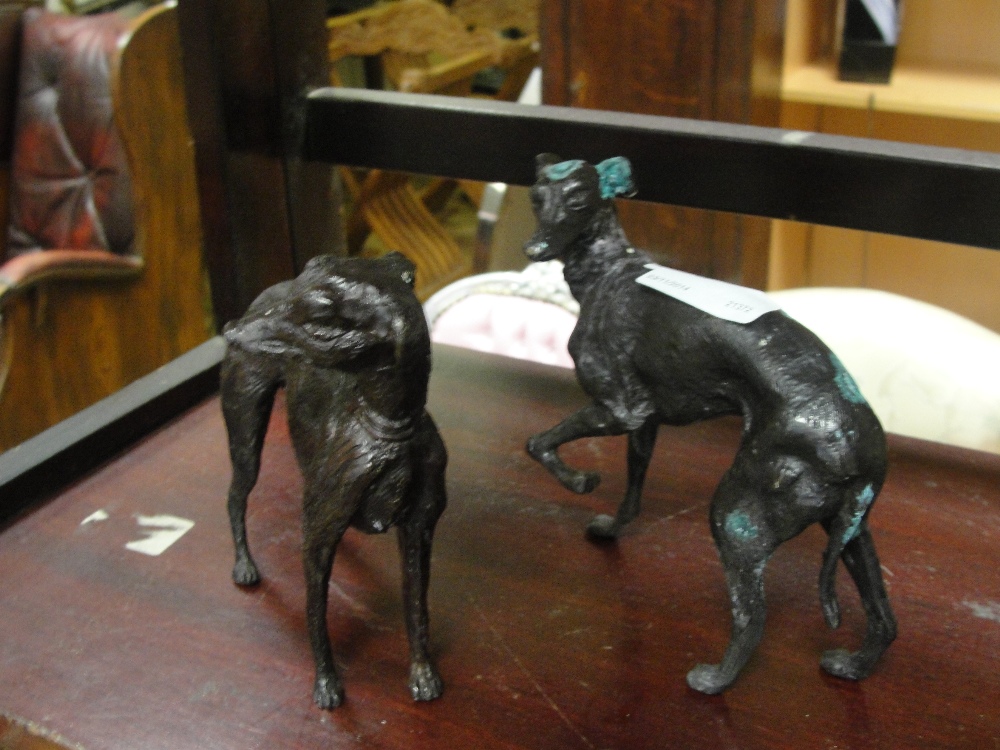 A pair of cast metal greyhounds