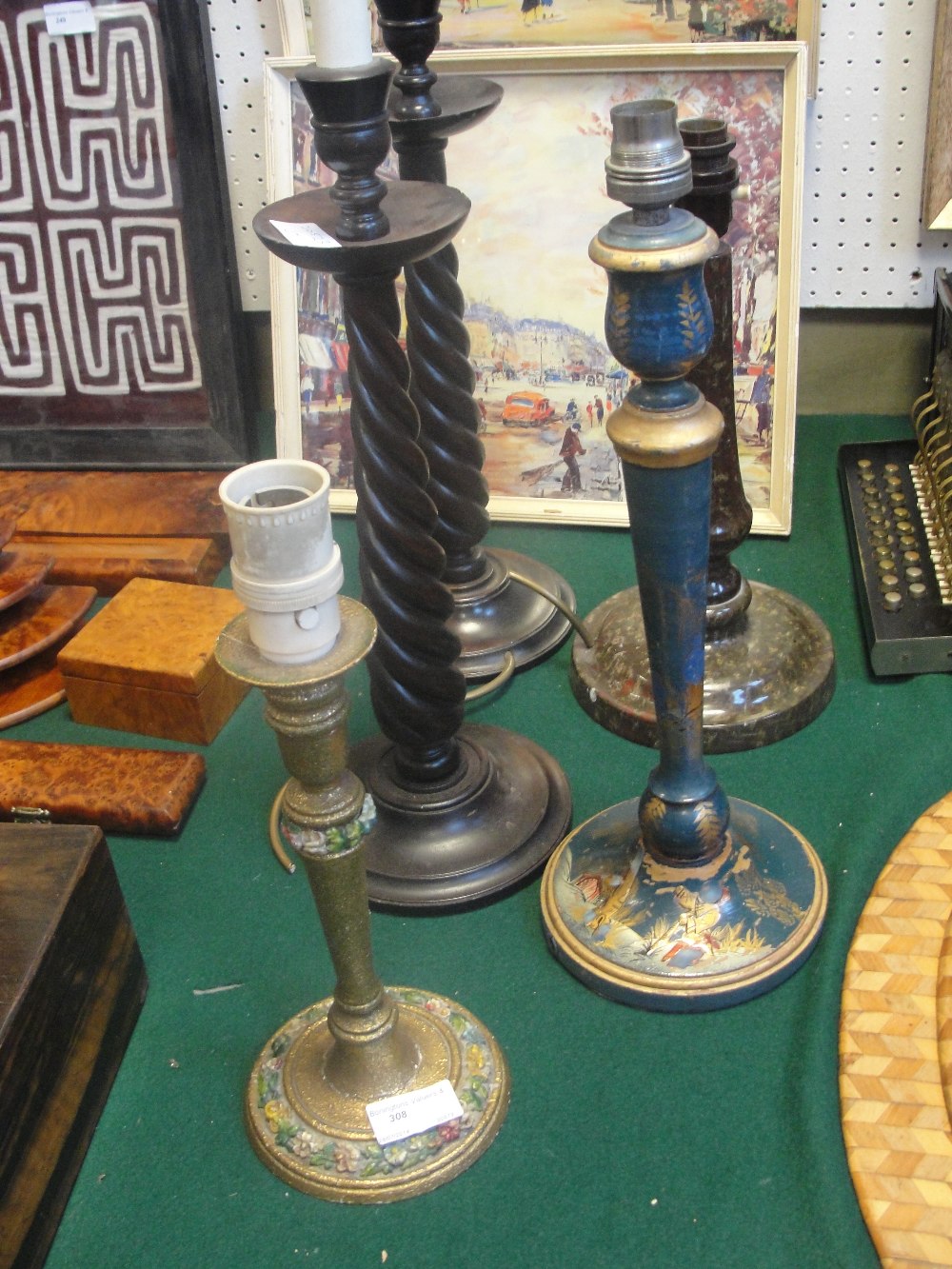 Five assorted lamp bases