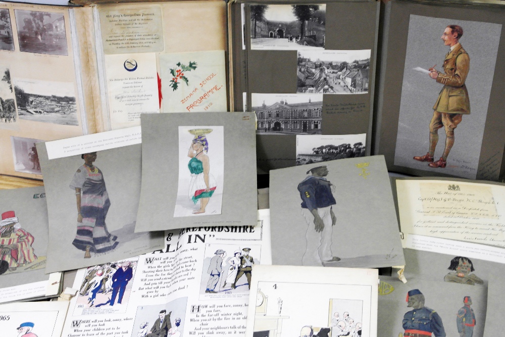 Five Scrapbooks of WWI War Artist Major G V Breffit M.C. K.S.L.I:
including original artwork for