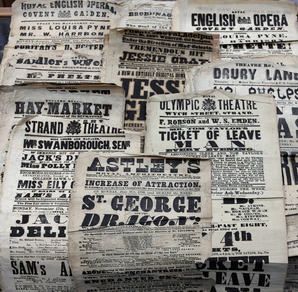 30 Victorian Theatre Posters:
Lyceum (2); Royal English Opera (7); Haymarket (5); Adelphi (4); Drury