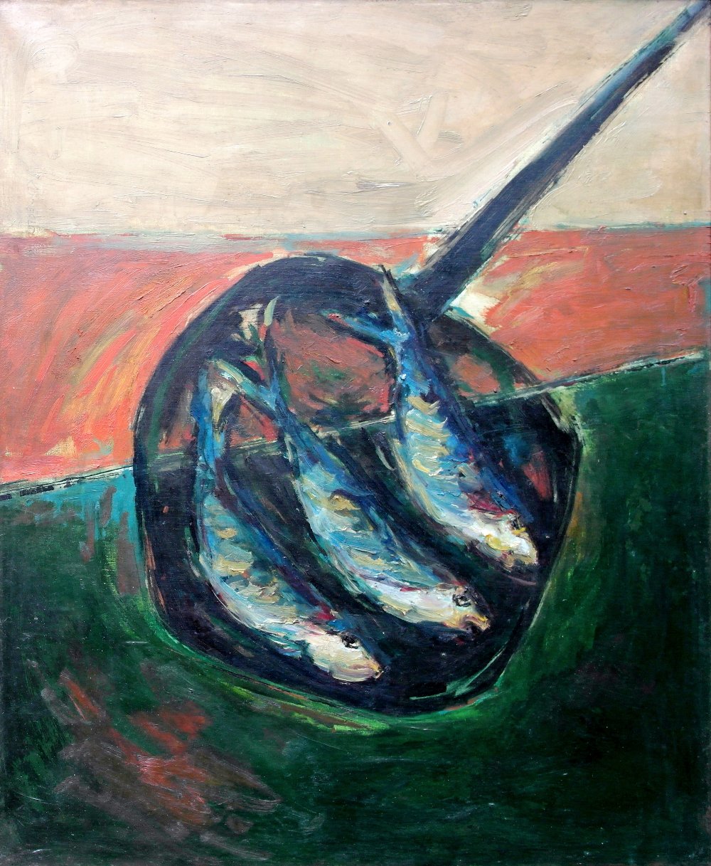 George Kennerley (1908-2009): 
Fish study, oil on canvas, signed verso, H 60 x W 50 cm