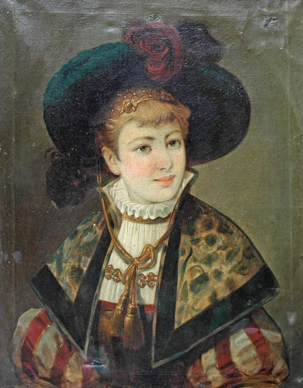 French School (19th/20th century):
Portrait of a lady, oil on canvas, signed lower centre, H 66 x