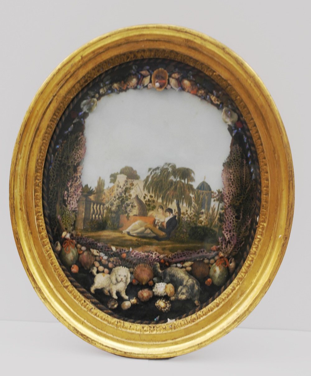 A 19th Century Diorama:
of a romantic scene.   The picture is of a young lady and gentleman