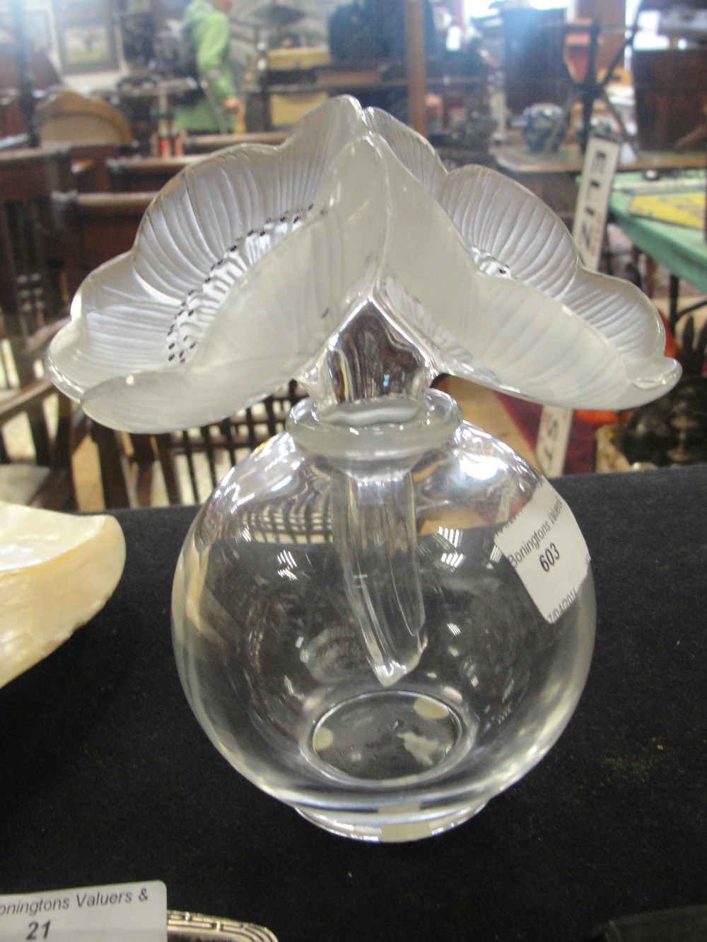 A modern Lalique anenome perfume bottle