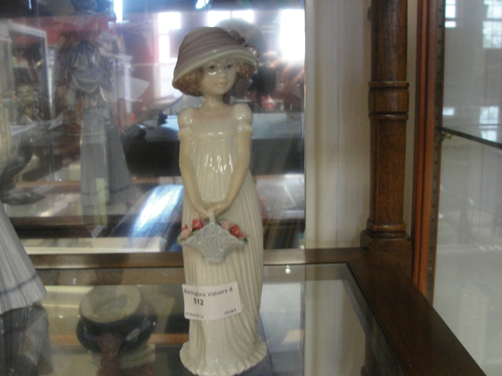 A Lladro figure of a girl holding a flower basket