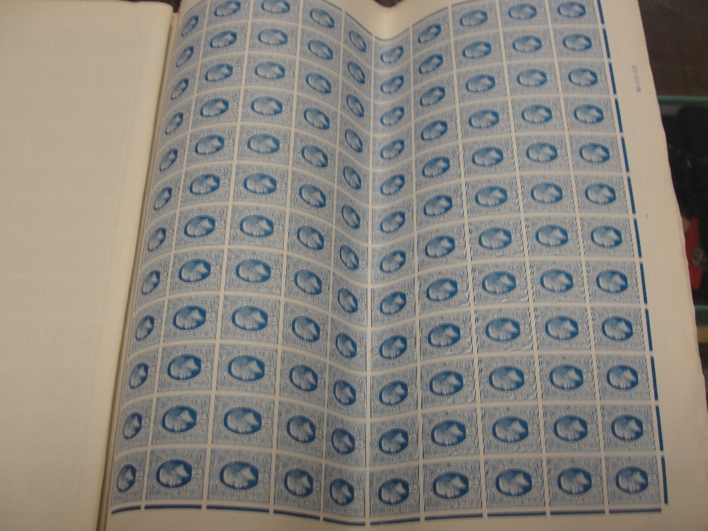 10 unperforated sheets of George V International stamp exhibition ID stamps in different blue inks