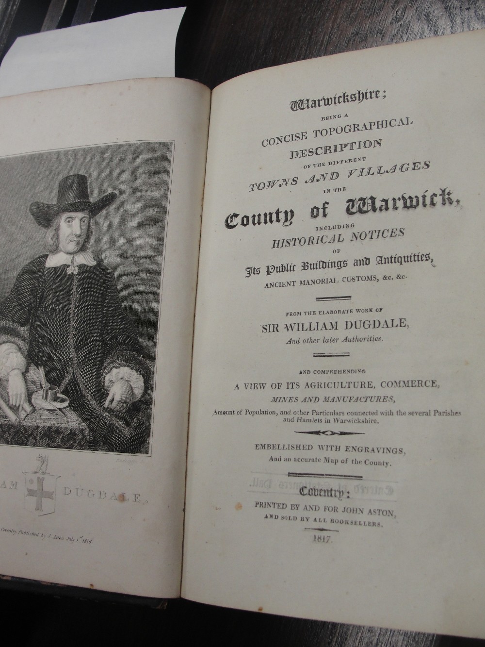 A book entitled "County of Warwickshire" by Sir William Dugdale (1817)