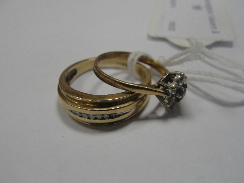 Two 9ct dress rings inc a diamond example