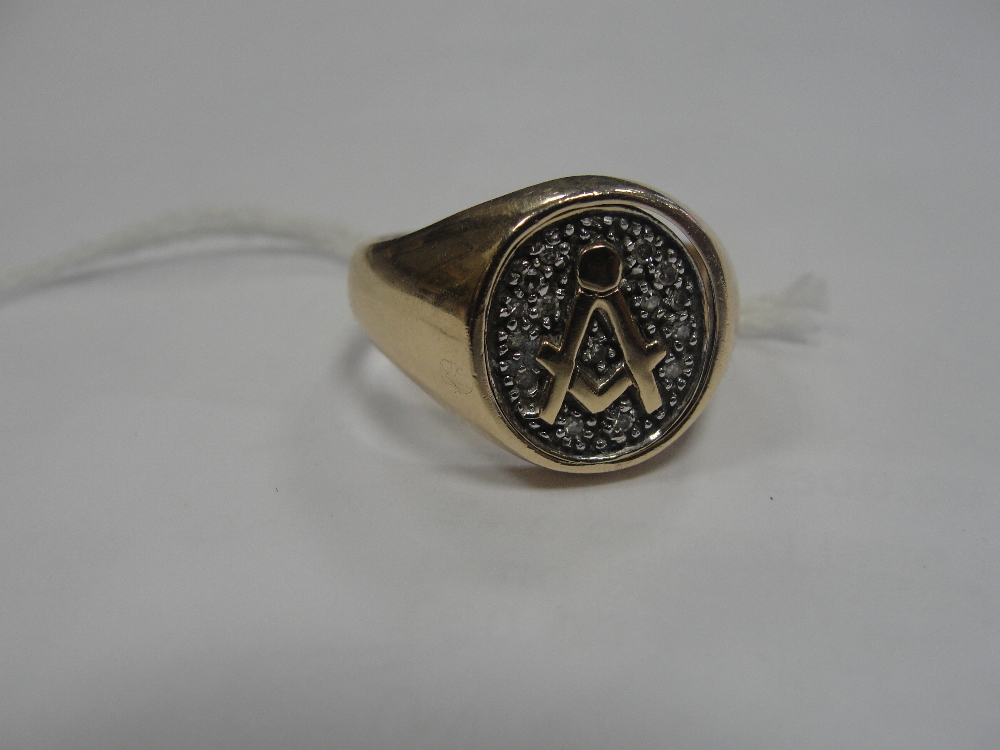 A 9ct Masonic flip-over diamond set ring