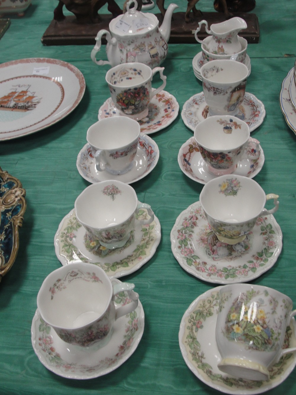 A quantity of Royal Doulton Brambley Hedge ceramics: a tea service with Spring, Summer, Autumn and