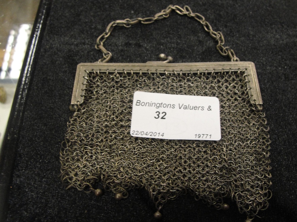 A Continental hallmarked silver chainmail purse