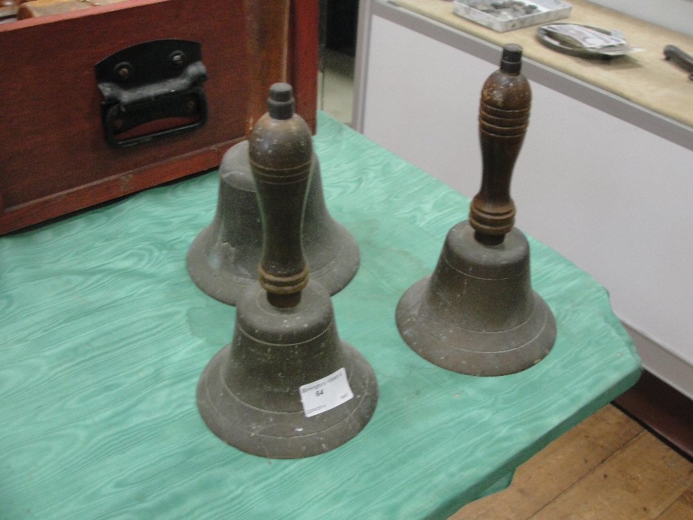 Three handbells, two engraved, from The Spastic Society