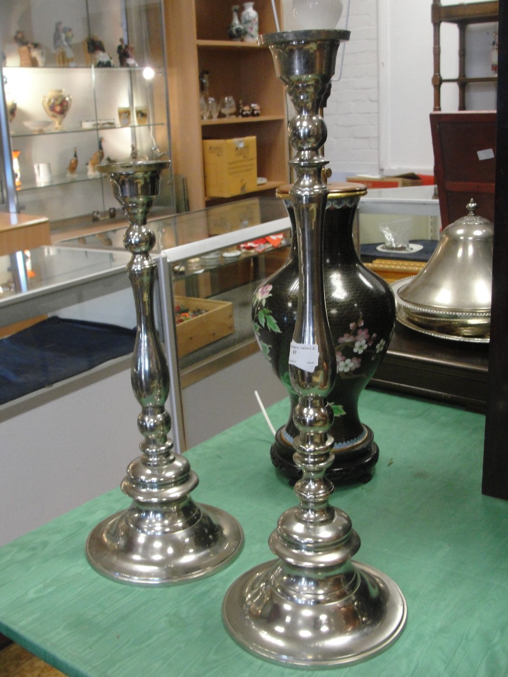 Two large EPNS candleholders