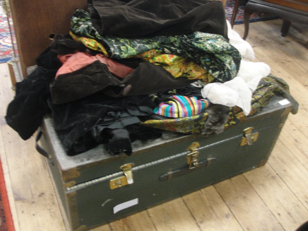 A trunk of vintage dresses to inc silk and early 20th century examples