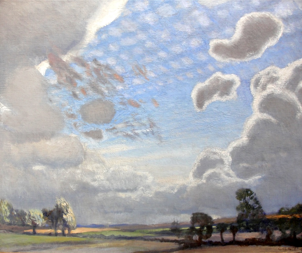 Sir George Clausen, R.A., R.W.S., R.I. (British, 1852-1944): Mackerel Sky, Suffolk, oil on canvas,