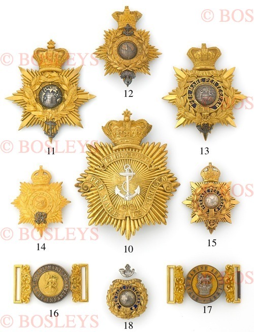 Royal Marine Artillery Officers waist belt clasp circa 1859-1901. A fine silver and gilt marriage.
