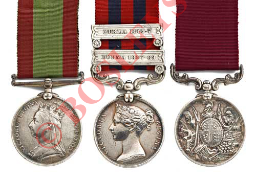 51st Foot (KingÕs Own LI) Victorian Campaign Long Service Group of Three Medals. Awarded to Ò2596