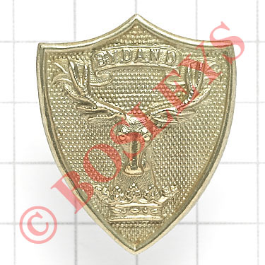 Scottish: Gordon Highlanders VB sporran badge circa 1881-1908, Die-stamped white metal shield