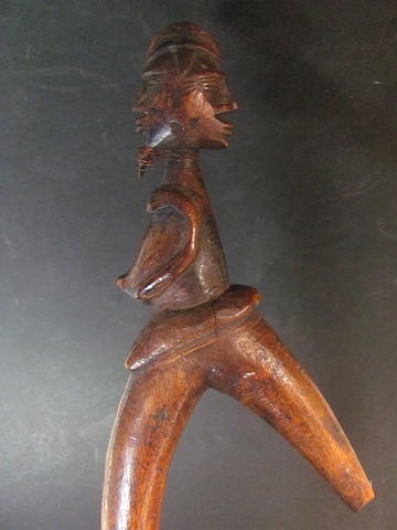 A Lobi (Burkina Faso) Janus dance staff, 21 6/8" high (without stand)