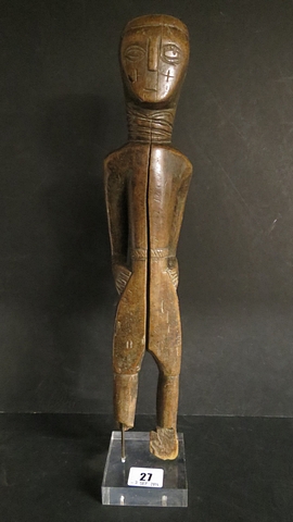 A West African Colon tribal art carved wooden figure, attributed to Ashanti peoples Ghana on Perspex