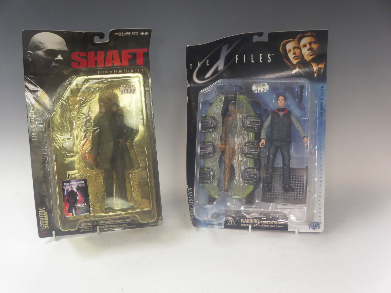 Ten blister packed science fiction figures including X-Files, McFarline Toys ‘The Fly’ and ‘Shaft’