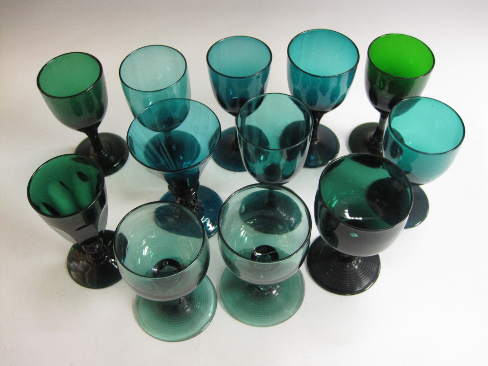 Three green glass Roemer Wines and nine assorted green glass Wines - Image 2 of 2
