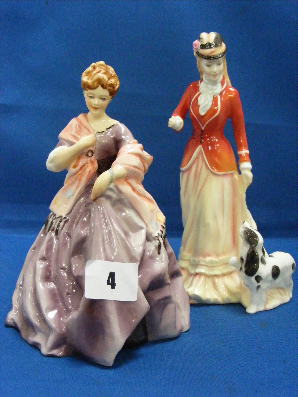 A Royal Doulton figure 'Sarah' HN3384, together with a Royal Worcester figure 'First Dance' 3629.