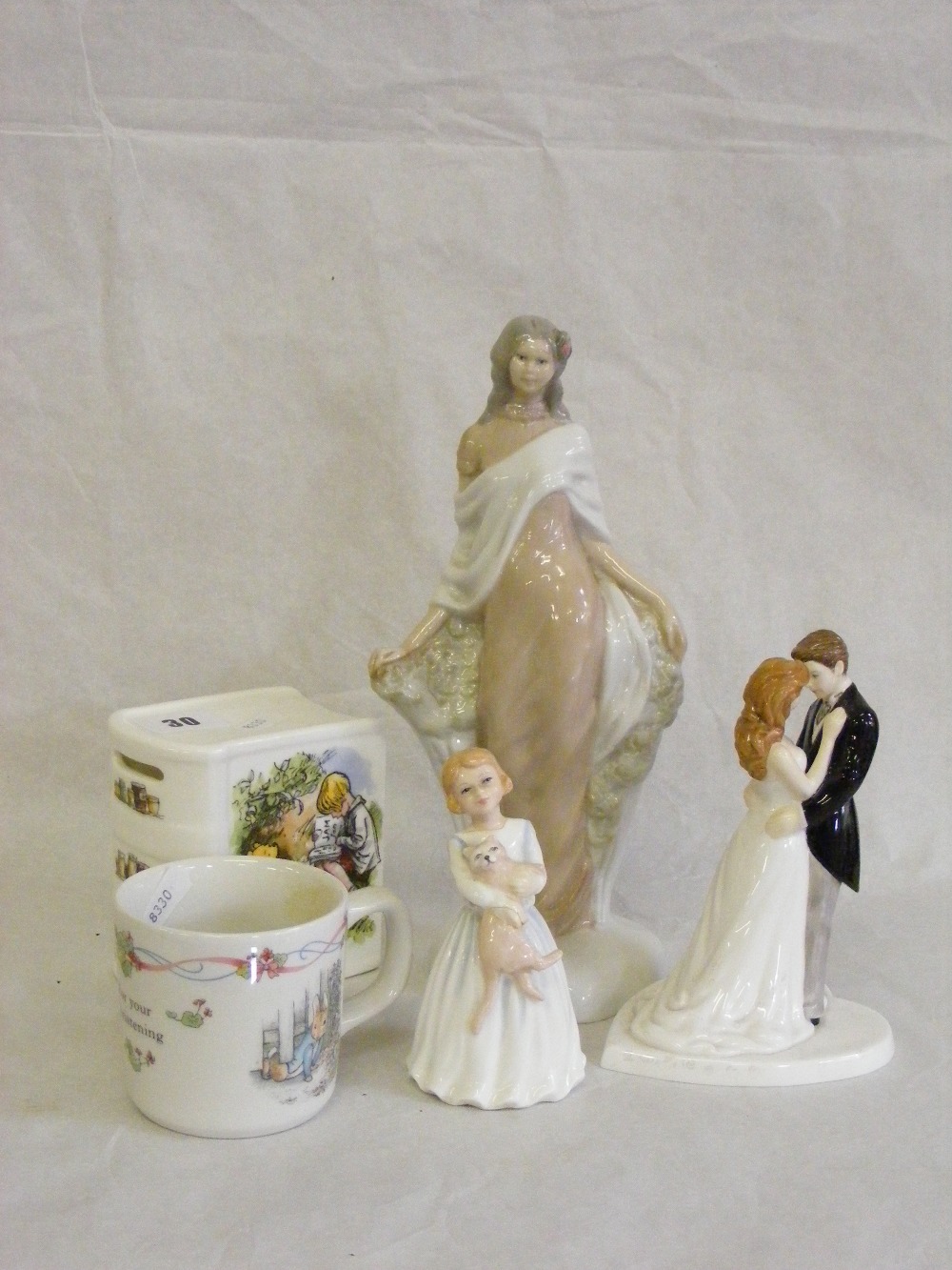 A collection of ceramic items including a Royal Doulton figure 'My First Pet' HN3122, a Wedgwood