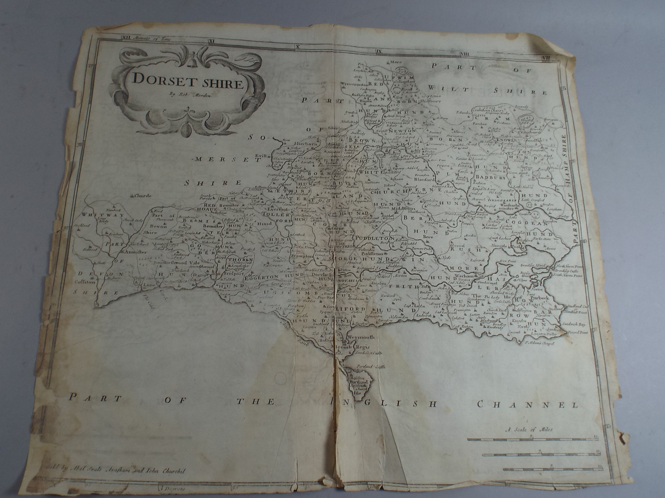 A Collection of Six Unframed, Unmounted Maps by Robert Morden. Nottinghamshire, Middlesex. Both Hand - Image 7 of 7