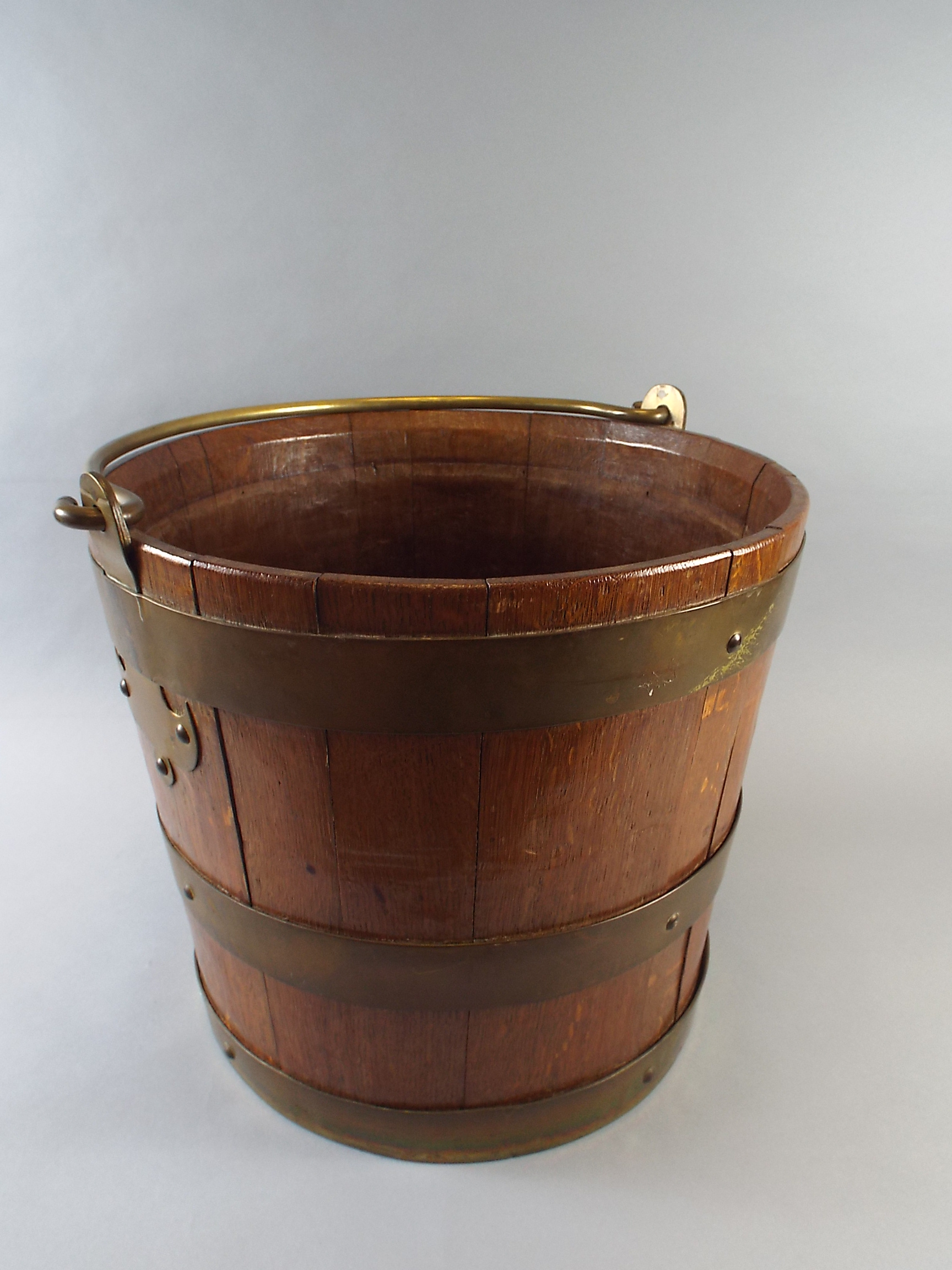 A 19th Century Brass Bound Continental Bucket. 35cm Diamter 31cm High   CONDITION REPORT:  Ok, Loose