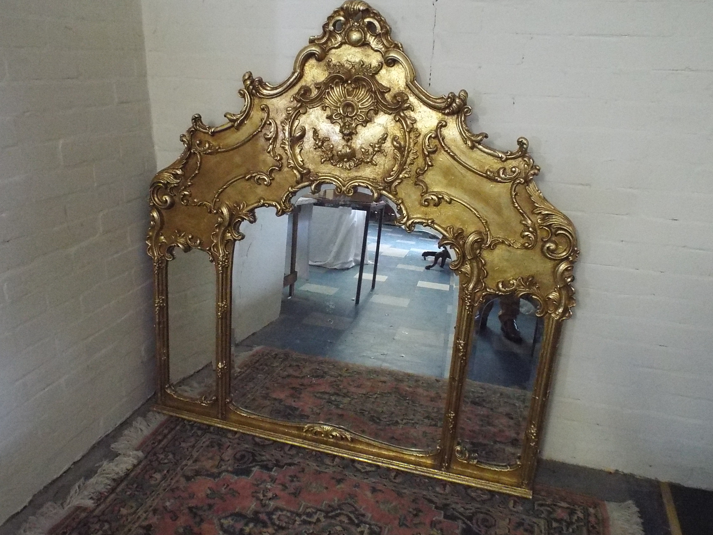 A 19th Century Gilt Wood and Gesso Framed Over Mantle Mirror. 136x138cm