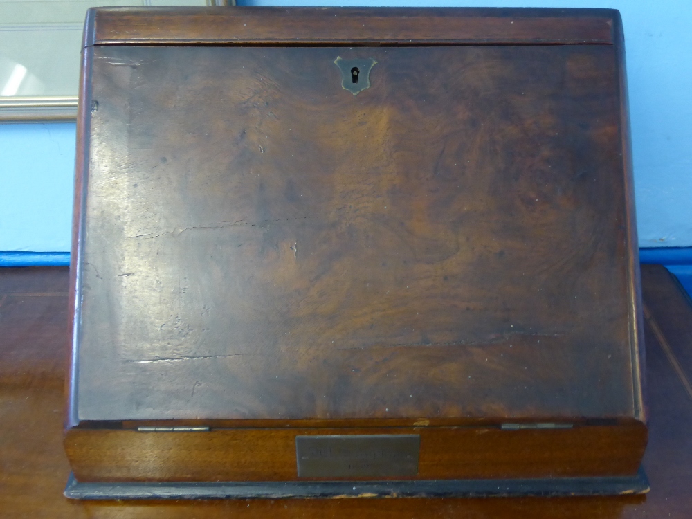 A 19th century walnut writing / stationery box, est. 34 x 17 x 23 cms. when closed.