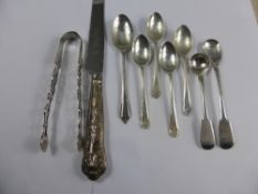 Miscellaneous Silver, including Georgian sugar nips, Georgian mustard spoon, Georgian jam spoon,