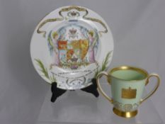 Two commemorative porcelain pieces comprising a Shelley plate for the Coronation of King George V