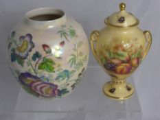 An Aynsley lidded urn (Orchard Gold) depicting Autumnal fruit together with a Masons ironstone ""