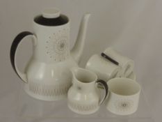 A part Royal Doulton Morning Star coffee set comprising coffee pot, milk jug, sugar bowl, six