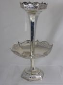 A Solid Silver Eperne. The Eperne has two tiers, with pierced galleried edges, Sheffield hallmark,