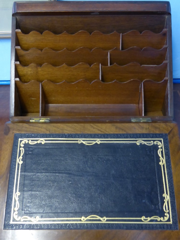 A 19th century walnut writing / stationery box, est. 34 x 17 x 23 cms. when closed. - Image 2 of 2
