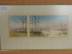 R A Massey, A Pair of Limited Edition Lithographs, depicting evening and morning in the wetlands,