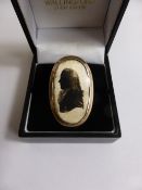 A Yellow Gold Georgian Silhouette Portrait Ring, the oval ring having silhouette of a gentleman