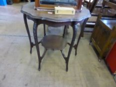 A Round Warrison Oak Drop Leaf Table, est. 75 x 75 x 73 cms. together with scalloped shaped