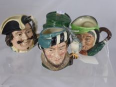 Four Royal Doulton Character Mugs including Captain Henry Morgan, D6469, Sairey Gamp, Paddy 8233