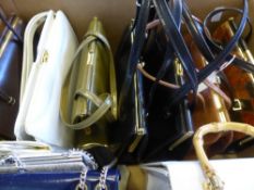 A selection of ladies vintage handbags including four evening bags and nine leather day bags,