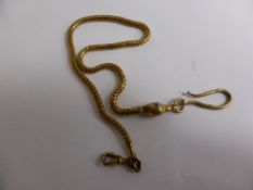 A Lady`s Yellow Gold Serpent Head Fob Chain, the mesh link chain forming the body, the serpent head