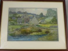 W J Craven, Four original watercolours on paper, depicting various farm cottages and a pastoral